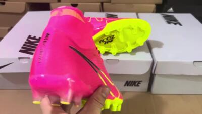 Nike Zoom Superfly 9 Elite SE AG High-Tops Soccer Cleats - Pink/Green
