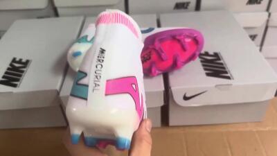 Nike Air Zoom Mercurial Superfly 9 Elite FG High-Tops Soccer Cleats - White/Pink/Purple