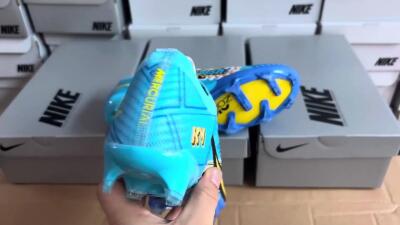 Kylian Mbappe x Nike Air Zoom Mercurial Vapor 15 Elite FG Low-Tops Soccer Cleats - Blue/Yellow/Black