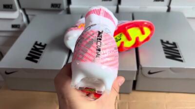 Nike Air Zoom Mercurial Superfly 9 Elite FG High-Tops Soccer Cleats - White/Orange/Sliver