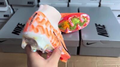 Nike Air Zoom Mercurial Superfly 9 Elite FG High-Tops Soccer Cleats - White/Orange/Black