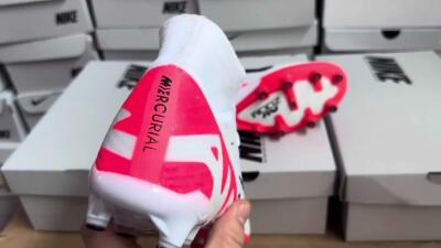 Nike Air Zoom Mercurial Superfly 9 Elite AG High-Tops Soccer Cleats - White/Red/Black