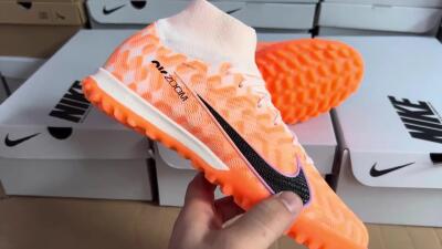 Nike Air Zoom Mercurial Superfly 9 Elite TF High-Tops Soccer Shoes - Orange/White/Black