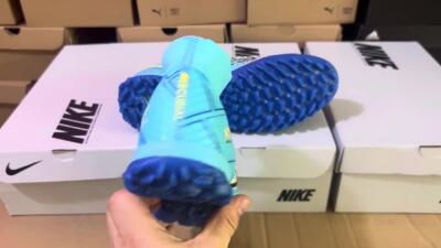 Kylian Mbappe x Nike Air Zoom Mercurial Superfly 9 Elite TF High-Tops Soccer Shoes - Blue/Yellow/Black