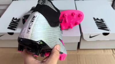 Nike Air Zoom Mercurial Superfly 9 Elite AG High-Tops Soccer Cleats - Sliver/Pink/Black