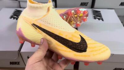 Nike Phantom GX Elite DF AG High-Tops Soccer Cleats - Yellow/Black/Pink
