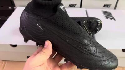 Nike Phantom GX Elite DF Link FG High-Tops Soccer Cleats - Black/White/Black