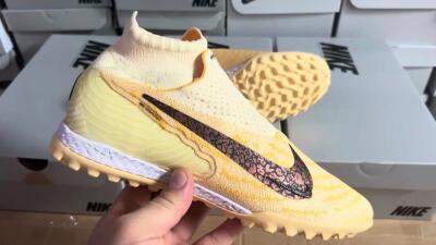 Nike Phantom GX Elite DF Link TF High-Tops Soccer Shoes - Yellow/Black/Brown