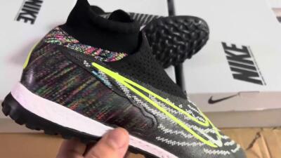 Nike Phantom GX Elite TF High-Tops Soccer Shoes - Grey/Green/Black/Rainbow