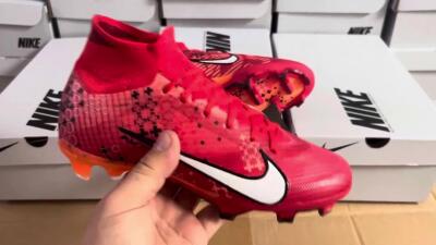 Nike Air Zoom Mercurial Superfly 9 Elite FG High-Tops Soccer Cleats - Orange/White/Black