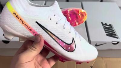 Nike Air Zoom Mercurial Vapor 15 Elite FG Low-Tops Soccer Cleats - White/Pink/Black