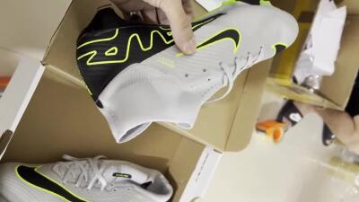 Nike Air Zoom Mercurial Superfly 9 Elite FG High-Tops Soccer Cleats - White/Black/Green