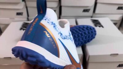 Nike Air Zoom Mercurial Vapor 15 Pro TF Low-Tops Soccer Shoes - White/Blue/Gold