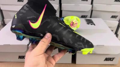 Nike Phantom Luna Elite FG High-Tops Soccer Cleats - Black/Yellow/Pink