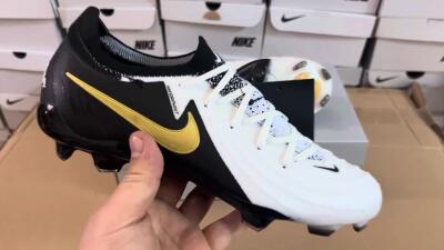 Nike Phantom Luna Elite Low FG Low-Tops Soccer Cleats - White/Black/Gold