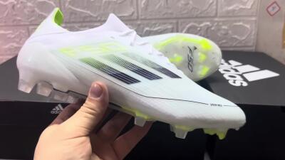 Adidas F50 Adizero FG Low-Tops Soccer Cleats - White/Black/Yellow