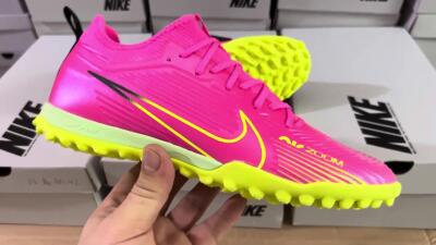 Nike Air Zoom Mercurial Vapor 15 Pro TF Low-Tops Soccer Shoes - Pink/Yellow/Green/Black