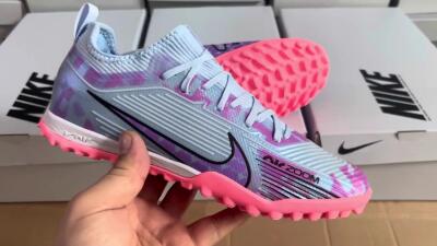 Nike Air Zoom Mercurial Vapor 15 Pro TF Low-Tops Soccer Shoes - Silver/Purple/Red