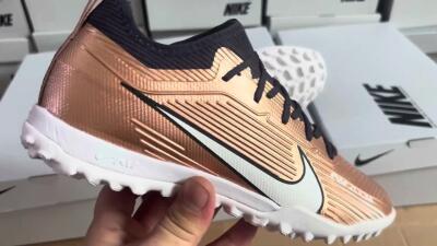 Nike Air Zoom Mercurial Vapor 15 Pro TF Low-Tops Soccer Shoes - Rose Gold/Black/White