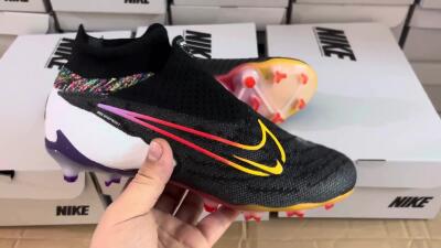 Nike Phantom GX Elite FG High-Tops Soccer Cleats - Black/Yellow/Orange/Purple