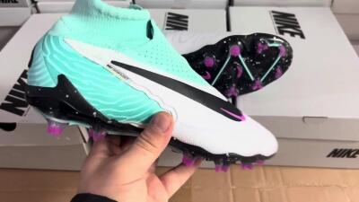 Nike Phantom GX Elite DF FG High-Tops Soccer Cleats - White/Purple/Jade