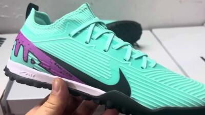 Nike Air Zoom Mercurial Vapor 15 Pro TF Low-Tops Soccer Shoes - Jade/Black/Purple