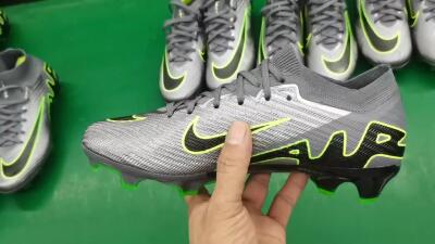 Nike Air Zoom Mercurial Vapor 15 Elite FG Low-Tops Soccer Cleats - Silver/Grey/Green