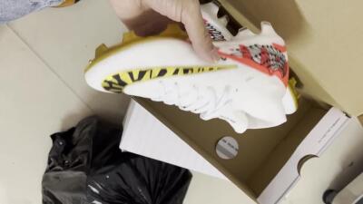 Nike Air Zoom Mercurial Superfly 9 Elite FG High-Tops Soccer Cleats - White/Gold/Black/Red