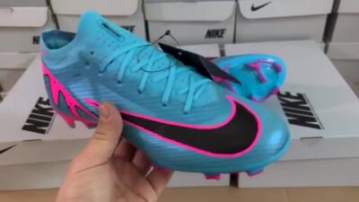 Nike Air Zoom Mercurial Vapor 15 Elite FG Low-Tops Soccer Cleats - Blue/Pink/Black