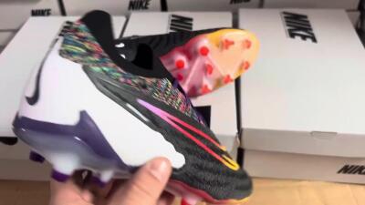 Nike Phantom GX Elite FG Low-Tops Soccer Cleats - Black/Purple/Rainbow