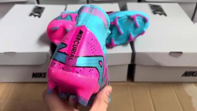 Nike Air Zoom Mercurial Superfly 9 Elite FG High-Tops Soccer Cleats - Blue/Pink/Black
