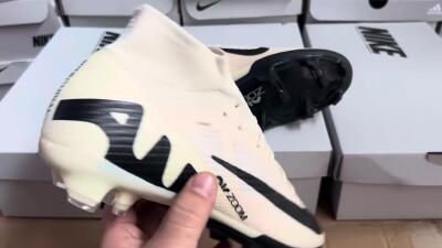 Nike Air Zoom Mercurial Superfly 9 Elite FG High-Tops Soccer Cleats - Beige/Black