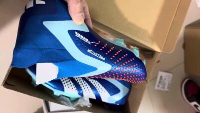 Adidas Predator Accuracy+ FG High-Tops Soccer Cleats - Blue/White/Orange