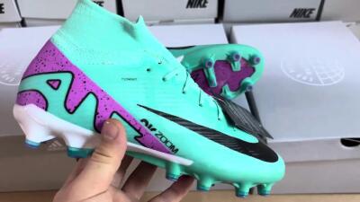 Nike Air Zoom Mercurial Superfly 9 Elite AG High-Tops Soccer Cleats - Jade/Purple/Black