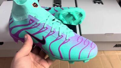 Nike Air Zoom Mercurial Superfly 9 Elite FG High-Tops Soccer Cleats - Jade/Purple/Black