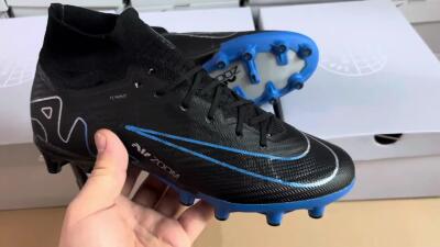 Nike Air Zoom Mercurial Superfly 9 Elite AG High-Tops Soccer Cleats - Black/Blue/White
