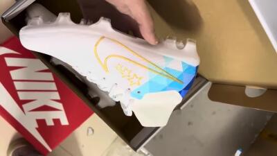 Nike Air Zoom Mercurial Superfly 9 Elite FG High-Tops Soccer Cleats - White/Blue/Gold