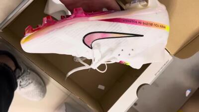 Nike Air Zoom Mercurial Superfly 9 Elite FG High-Tops Soccer Cleats - White/Pink/Black/Yellow/Gold