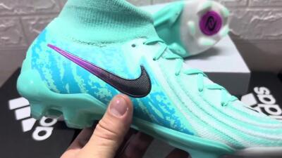 Nike Phantom Luna 2 Elite LV8 FG High-Tops Soccer Cleats - Jade/Black/Purple