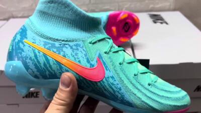 Nike Phantom Luna 2 Elite Vortex LV8 FG High-Tops Soccer Cleats - Green/Orange/Black