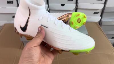 Nike Phantom Luna Elite NU FG High-Tops Soccer Cleats - White/Black/Gold