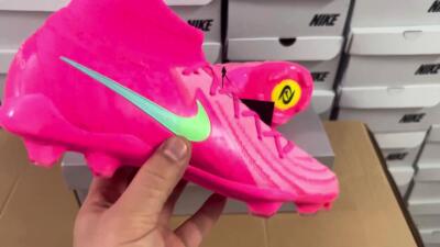 Nike Phantom Luna Elite NU FG High-Tops Soccer Cleats - Pink/Yellow/Jade