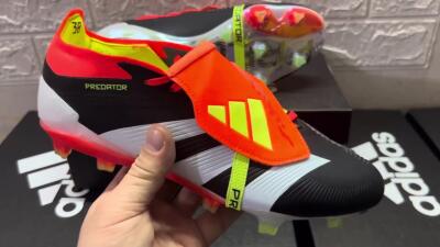 Adidas Predator Elite Foldover Tongue FG Low-Tops Soccer Cleats - White/Black/Red