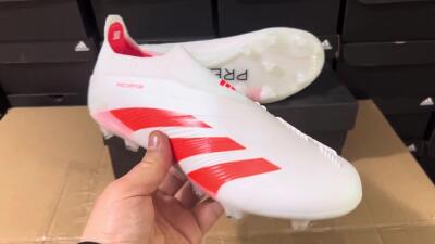 Adidas Predator Accuracy+ FG Low-Tops Soccer Cleats - Beige/White/Red