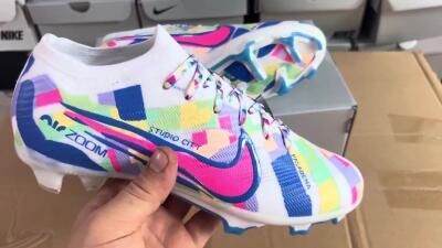 Nike Air Zoom Mercurial Vapor 15 Elite FG Low-Tops Soccer Cleats - White/Rainbow