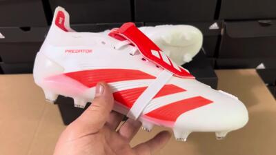 Adidas Predator Elite Foldover Tongue FG Low-Tops Soccer Cleats - Beige/White/Red