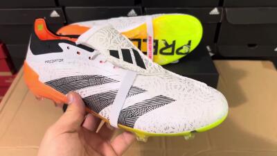 Adidas Predator Elite Foldover Tongue FG Low-Tops Soccer Cleats - White/Black/Orange