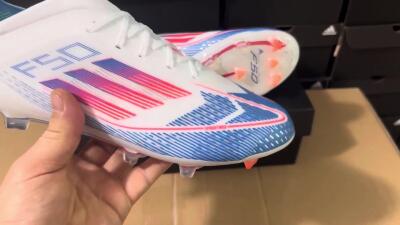 Adidas F50 Adizero FG Low-Tops Soccer Cleats - White/Blue/Pink
