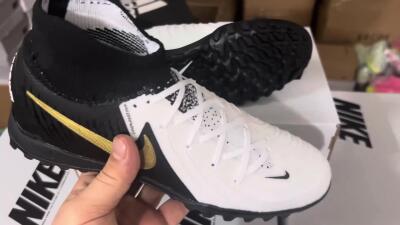 Nike Phantom Luna 2 Elite TF High-Tops Soccer Shoes - White/Black/Gold