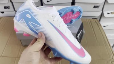 Nike Air Zoom Mercurial Vapor 16 Elite FG Low-Tops Soccer Cleats - White/Pink/Blue